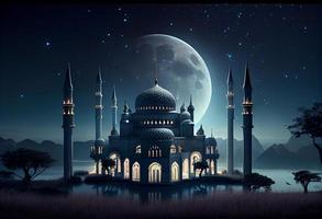 een moskee Aan een Ramadan nacht . genereren ai. foto