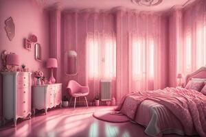 mooi roze kamer interieur door ai gegenereerd foto