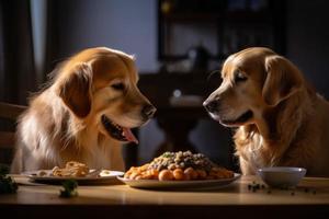 honden liefdes aan het eten voedsel. genereren ai foto