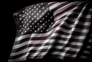 Verenigde staten vlag Aan zwart achtergrond. vrij ruimte. top wiew. genereren ai. foto