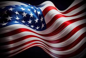 Verenigde staten vlag Aan zwart achtergrond. vrij ruimte. top wiew. genereren ai. foto