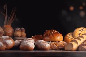 bakkerij voedsel Aan tafel. genereren ai foto