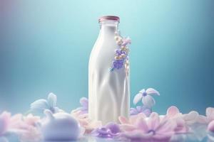 melk in fles bloem. genereren ai foto