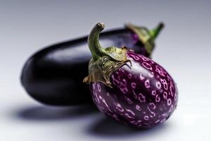 Purper aubergine macro Aan wit achtergrond generatief ai, foto