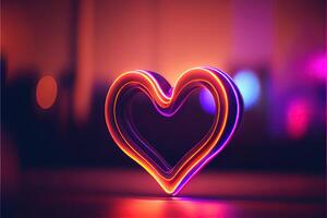 generatief ai illustratie van liefde hart neon licht, decor, helder licht, romantisch. liefde en Valentijn dag concept. neurale netwerk gegenereerd kunst. digitaal gegenereerd afbeelding. foto