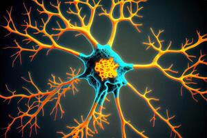 generatief ai illustratie van zenuw cellen met antilichamen - auto immuun ziekte foto