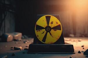 radioactief geel nucleair Gevaar teken generatief ai foto