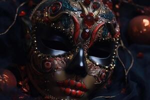 donker carnaval mysterie masker generatief ai foto