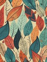 abstract naadloos patroon met tropisch bladeren. hand- trek textuur. vector sjabloon. generatief ai foto
