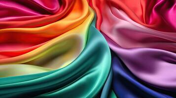 textuur, achtergrond, patroon. de structuur van kleurrijk zijde kleding stof. mooi smaragd kleurrijk zacht zijde kleding stof. generatief ai foto