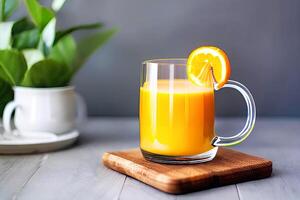 oranje sap in glas mok, generatief ai foto