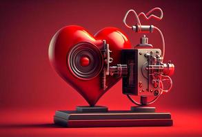 rood statoscope met rood hart voor wereld Gezondheid dag. genereren ai. foto