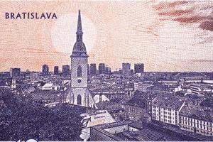 visie van Bratislava van Slowaaks geld foto