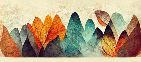 generatief ai illustratie van herfst abstract achtergrond met biologisch lijnen en texturen Aan wit achtergrond. herfst bloemen detail en textuur. abstract bloemen biologisch behang achtergrond foto