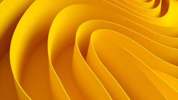 abstract gevouwen papier effect. helder kleurrijk geel achtergrond. doolhof gemaakt van papier. 3d weergave. generatief ai foto