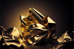 generatief ai illustratie van folie gouden en zilver, verfrommeld metaal structuur foto
