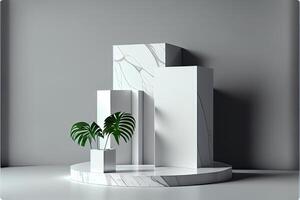 generatief ai illustratie van leeg ruimte podium Scherm voor Product mockup natuurlijk achtergrond. digitaal kunst foto