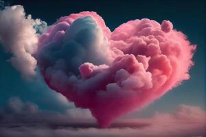 generatief ai illustratie van een roze wolk in vorm van een Valentijnsdag hart foto