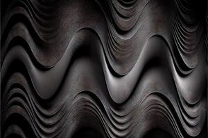 generatief ai illustratie van zwart golvend abstract laag net zo panorama achtergrond, krijgen en metaal foto