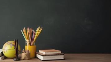 vrij foto onderwijs dag arrangement Aan een tafel met kopiëren ruimte, genereren ai