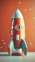 speelgoed- raket lancering Aan helder achtergrond, genereren ai foto