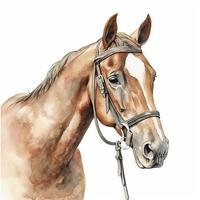 getrokken illustratie van aanbiddelijk paard, klem kunst, digitaal kunst, hd, wit achtergrond foto