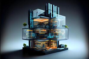 ontwikkeling architectuur computer systemen van futuristische modern gegenereerd ai foto
