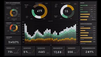 analist werken Aan bedrijf analytics dashboard gegenereerd ai foto