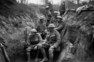 soldaten van de eerste wereld oorlog. ai gegenereerd foto
