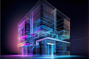 ontwikkeling architectuur computer systemen van futuristische modern gegenereerd ai foto