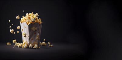 vliegend popcorn realistisch Product vitrine voor voedsel fotografie ai gegenereerd foto