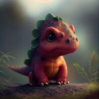 schattig baby dino. generatief ai foto