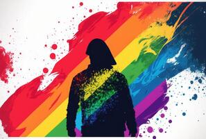 lgbtq grunge vlekken strepen en zwart silhouet. generatief ai foto