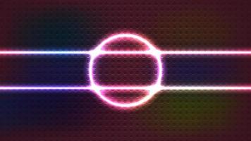 foto abstract traject met neon licht cirkel reflecterend, een helder neon cirkel in voorkant. neon lichten achtergrond thema.