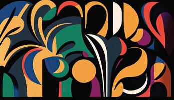 ai gegenereerd. generatief ai. abstract bloem botanisch kunst patroon muurloper. geïnspireerd door henri matisse kan worden gebruikt voor poster of decoratie. grafisch illustratie. foto