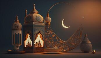 banier voor Ramadan kareem, generatief ai foto