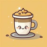 koffie liefde schuim met bonen tekenfilm icoon illustratie, genereren ai foto