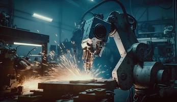 industrieel lassen robots in productie lijn fabrikant fabriek foto