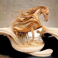 abstract fantasie spatten water en zand paard. generatief ai foto