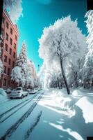 mooi sneeuw tafereel mooi. generatief ai. foto
