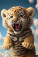 super schattig baby tijger. generatief ai. foto