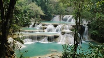 kuang si waterval, luang prabang, Laos generatief ai ai gegenereerd foto