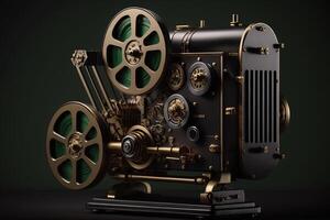 film projector Aan een donker achtergrond ai gegenereerd foto