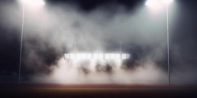 stadion lichten en rook ai gegenereerd foto