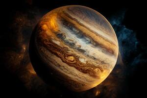 de planeet Jupiter, een visie van een planeet in de zonne- systeem. generatief ai foto