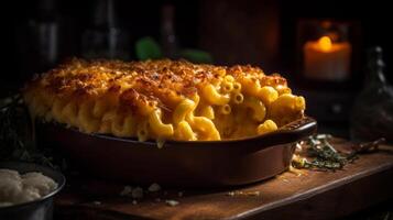 gebakken macaroni en kaas illustratie ai generatief foto