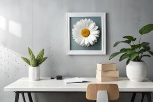 minimaal wit afbeelding kader canvas Scherm met bloem in vaas foto