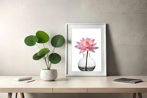 minimaal wit afbeelding kader canvas Scherm met bloem in vaas foto