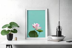 minimaal wit afbeelding kader canvas Scherm met bloem in vaas foto