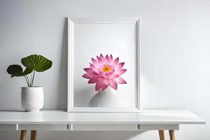 minimaal wit afbeelding kader canvas Scherm met bloem in vaas foto